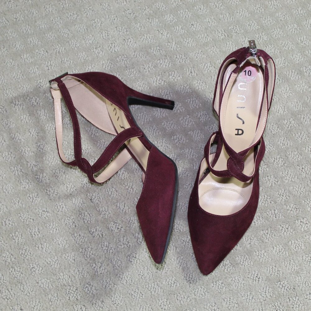 Unisa Women's Sz 10M Maroon Suede 3.5"  Heels